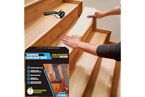 CHUANGSEED 15 Bandes 10cmx61cm,Transparent Ruban adhésif antidérapant escalier,Bandes Antidérapantes pour Bois escaliers et Salle de Bain,Clear Antiderapant Autocollant pour Marche escalier Interieur