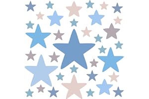 PREMYO Set 36 Adesivi Murali Bambini Stelle - Wall Stickers Muro Cameretta - Decorazione Parete Camera da Letto Blu