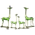MARBOGLASS India Beautiful Giraffe Family Figure of 4, Crystal Showpiece for House Decoration, Gift Item (4 Pieces) (Green)