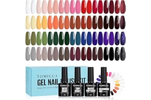 ‎TOMICCA TOMICCA 40PCS UV Nagellack Set, 36 Farben Rot Braun Schwarz Blau Herbst & Winter Farben Gel Nagellack & 4PCS Base Top Coat Set mit Blooming Gel & Rund Nagel Display, für Nagelstudio & DIY Home
