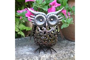 Garden Mile® Solar Powered Light Up Owl With LED Lights Copper Effect Metal Garden Animal Sculptures Stunning Versatile Garden Ornaments Decoration Energy Saving LED Outdoor Owl Ornament (Owl)