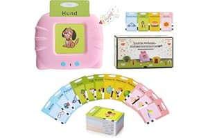 SURPN Standard Deutsch, Sprechende Flash-Karten Lernspielzeug für Kleinkinder 1-6 Jahre Alt, 112 Blätter 224 Wörter, Hörbar Lernspielzeug, Interaktive Spielzeug für Jungen Mädchen Rosa