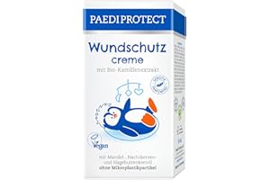 PAEDIPROTECT Krem do ochrony ran, dla niemowląt, 50 ml, maść na ranę bez perfum i silikonów, wegański krem dla niemowląt, ochrona wrażliwej skóry dziecka w obszarze pieluch, bio-rumianek maść lecznicza pomaga w zaczerwienieniu