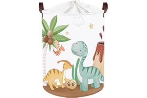 HUUMONSS Dinosaurs Baby Laundry Hamper Collapsible Clothes Kids Storage Basket Palm Tree Large Boys Girls Gift Toy Box Bin for Nursery Room, Brown, 63L