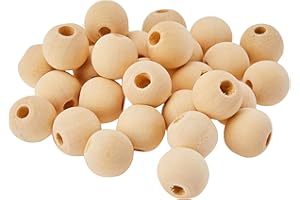 Artemio - Juego de 30 Abalorios (20 mm, Madera), Color Beige