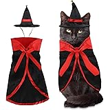 Halloween Cat Costume, Adjustable Vampire Cape Cloak with Bowler Hat Halloween Cat Cloth Decoration, Kitten Halloween Cosplay