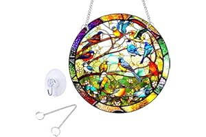 HhBdy Sun Catchers for Windows,8in Diameter Colour Catcher Hummingbird Acrylic Window Sun Catcher for Window Sun Catcher Decor Stained Light Catcher,Window Porch Home Accessories