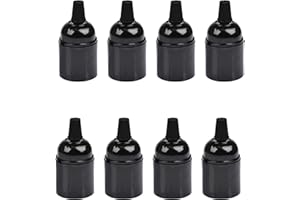 MEIN HERZ 8 Piezas Bombillas Adaptador de Bombilla E27/E26, Bombillas de Rosca Edison E27/E26 de Latón Retro para la Bombilla Vintage Aislante Impermeable Bombilla Aislada Tornillo - Negro - Φ38 × H50mm