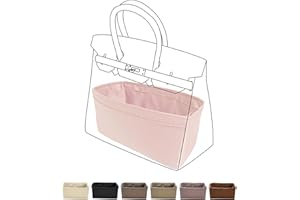 DGAZ Organisateur de Sac à Main en Soie, poids léger, Bag in Bag Pochette Sac de Rangement Intérieur, Convient aux sacs Birkin 25/30/35/40 bag(Rose, BK35)