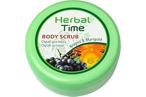 ​Herbal Time | Crema Exfoliante Corporal Natural con Uvas y Caléndula Rica en Antioxidantes | Crema Exfoliante Facial | 250 ML