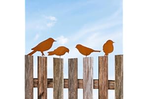 Tuwonwa 4PCS Oiseaux pour Arbre, Décoration de Jardin en métal, Animaux Extérieurs à Visser, Décoration Murale Extérieure ou Panneau Décoratif Métal pour Terrasse, Balcon, Clôture et Arbre