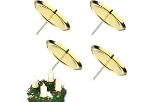 LanpoVista Adventskranz Kerzenhalter 6cm: 4 Stück Advents Kerzenständer für Stumpenkerzen | Metall Adventskerzenhalter mit Dorn | Weihnachtskranz Deko | Gold