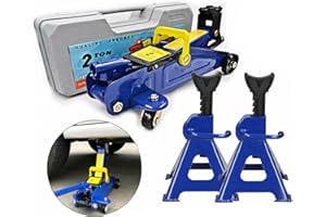 SIKY Heavy Duty Steel 2 Tonne Hydraulic Trolley Jack + 3 Tonne Axle Stands For Car Garage/Workshop, UK Stock