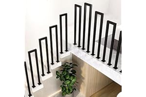 FUOIDYE Ringhiera per Scale Interne, Parapetto Scala Interna, Corrimano per Scale forma di U, Ringhiera in ferro per Ville, Balconi, Corridoi Corrimano Ferro Battuto (Nero, 100cm)