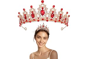 PAOTXPUM Red Crystal Tiaras Rhinestone Wedding Tiara for Women Fashion Queen Headband Shiny Princess Headdress Wedding Hair Accessories for Girls Birthday Prom Bridal Party Christmas Headdress