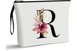VAVABOX Beauty case personalizzato dalla A alla Z, regalo di compleanno per donne e mamme, regalo per la migliore amica, borsa cosmetica per sposa e damigella d'onore, Signore (R)