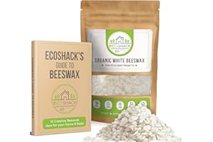 Ecoshack Organic White Beeswax Pellets - Natural Bees Wax for Face, Body, Skin Care DIY, Lip Balm and Soap Making Supplies - Easy Melt Candle Making - Cosmetic Grade Eco Friendly Products (500g)