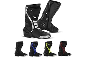 Vaster Moto Herren Motorradschuhe Knöchel Motorrad wasserdicht Leder Rennstiefel Rutschfeste Sohle