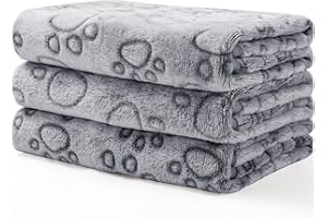 luciphia Couverture en Peluche Ultra-Souple pour Chien/Chat 3 Pièces Chère Patte Large (104 * 76cm)