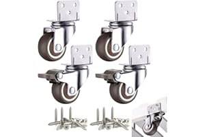 RESSZO Lot de 4 Roulettes Pivotantes Pour Meubles 25mm avec 2 Frein,Roulette Charge Lourde 44kg, Roulettes pour Meubles +20 Vis, Adaptées à Bibliothèque/Armoire/Table (Int/Ext)