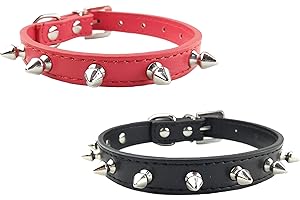 NEWTENSINA Newten Sina Mode Set Studded Dog Collar 2 Punkbesetzte Puppies Collar for Small Dogs Cats, s