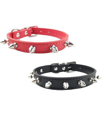 Collar De Cuero Ajustable Para Perro, Correa Para El Cuello, Suministros De Cuero PU, Remache Punk, Collar Para Perro Con Pinchos, Collar Para Mascotas Para Perros Pequeños Y Gatos - AliExprs