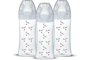 DODIE Lot de 3 Biberons anti-colique, Mathilde Cabanas, Tetine Plate, 330mL Transparente