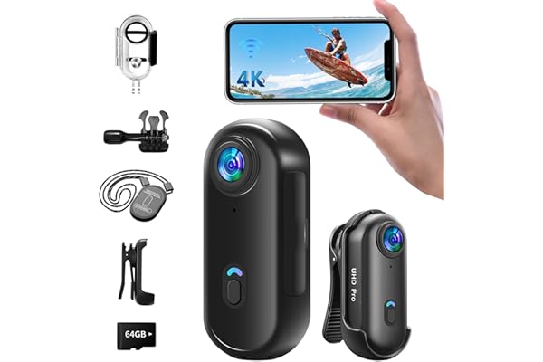 Baobylon Camera Sport 4k,Caméra Corporelle étanche Magnétique,Mini Camera Sport Minicaméra Sportive WiFi,POV Pro Caméras Portable avec Clip Petite-caméra d'action,Caméras Casque pour Moto et Le Vélo