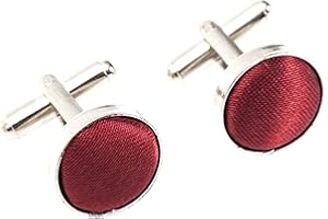 THE TIE COMPANY Plain Satin Solid Colour Classic Silver Metal Cufflinks
