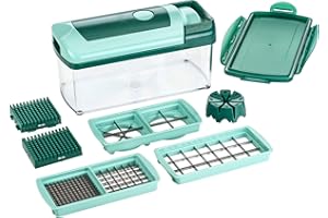 Genius Nicer Dicer Fusion | Mandoline 10 en 1 Multifunction Professionelle | Trancheuse | couper- / râpé- / éplucher- / cubes- / quartier- / spirales- / manger- / légumes | Slicer | Cuisine