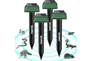 BUBBACARE Repelente de Gatos,4 Pick disuasión Solar ultrasónico,3600spt Ultrasónico Ahuyentador de Perros,IPX66 Ahuyentador Gatos,Repelente Ultrasónico para Ratones Cucarachas antiplagas enchufables para jardín