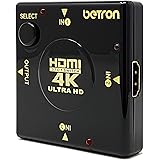 Betron HDMI Switch, 3 Port HDMI Switcher, Plug and Play, Supports 4K, 3D and 1080P HD