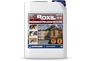 Roxil Preservante per Legno Incolore - 5 Litri - Formulazione inodore e Incolore, Protezione Contro Funghi e Insetti Xilofagi come Marciume Secco, Marciume Umido, Attacco Fungino e Tarli del Legno