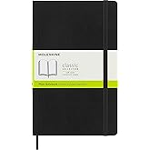 Moleskine Classic Notebook, Large, Plain, Black, Soft Cover (5 x 8.25)