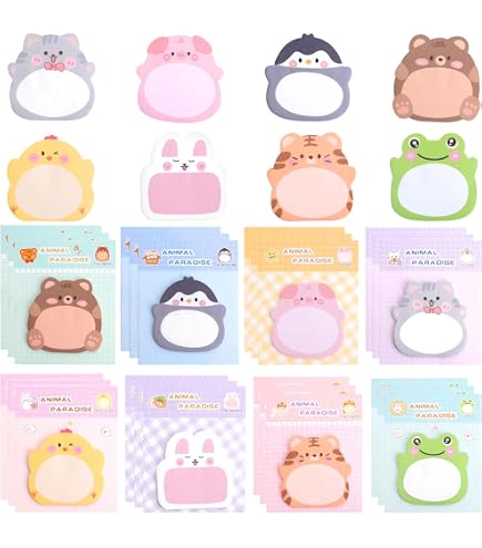 24 Pacchetti Note Adesive Animali per Sacchetti Festa, Blocchi Adesivi a Tema Animali Cartoni Animati, Promemoria Adesivi Autoadesivi per Uso Domestico, Ufficio e Regali