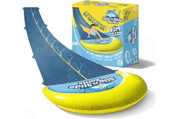 VentriBattle® Officiel | Tapis de Glisse Double Piste | Tuyau d'Arrosage Connectable | 10 mètres | Qualité Supérieure | Slip'n Slide | Jeu d'Eau Extérieur | + Épais | + Rigide | + Rapide | 100% Fun