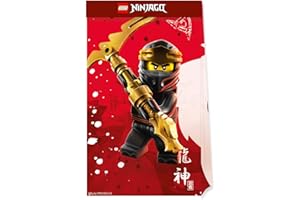 Folat - Sacs de fête en papier compostable Lego Ninjago - 4 pièces