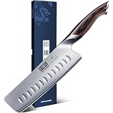 HOSHANHO 17cm Nakiri Knife - Multipurpose Japanese Kitchen Knife | High Carbon Stainless Steel Chef Knife for Meat and Vegeta