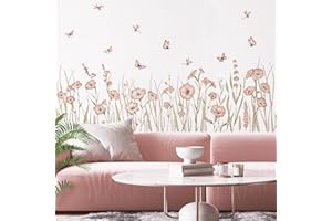 SHUCHING Adesivi Murali Fiori Rosa Rimovibili Moderno, Adesivi da Parete Vinile Fiore Grandi, Decorazione Murale per Bambini Ragazza, Dimensioni di Riferimento Finite: 56 * 151cm