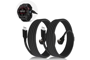 2 st USB C-kabel, kompatibel med Grmn Fenix 7/7S 7X/Forerunner 965/265/vivoactive 5/Venu 3/2/2S 90 graders laddare, aluminiumhuvud, slitstark flätad kabel, 3,3 FT/1 m
