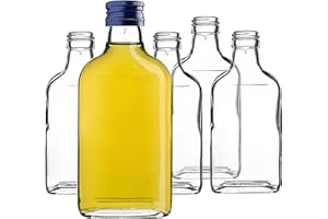 KADAX Fiaschetta da 200 ml, 10 pezzi, piccole bottiglie di vetro con tappo a vite, flaconcini, bottiglie vuote da riempire, mini bottiglie di liquore, grappa (blu)