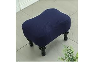 ZZDZW Fundas Taburete Otomana Rectangular,Funda Puf Otomana Reposapiés Pequeño Funda para Reposapiés Tapizado,Funda Aburete Bajo Fundas para Taburete para Cambiar Zapatos Elástica (Color : Navy Blue)