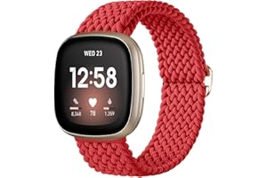 Ouwegaga elastyczny pasek kompatybilny z Fitbit Versa 4/Sense 2/Versa 3/Sense dla kobiet mężczyzn, regulowany nylonowy pleciony sportowy pasek tylko pętla pasek do wymiany tkaniny dla Versa 3