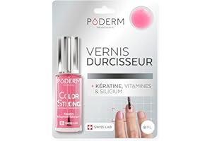 PODERM Vernis Durcisseur Ongles – Biotine, Silicium, Kératine | Répare & Fortifie les Ongles Abîmés, Fragilisés, Cassants par Vernis Semi-permanent & Vieillissement | Swiss Made - Gloss Éclat
