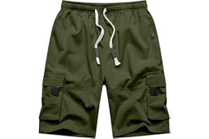 NANAMEEI Pantalones cortos y Bermudas Cargo Hombre Casual Trabajo de Algodón al Aire Libre Casual Elástico Gran Tamaño con 6 Bolsillos