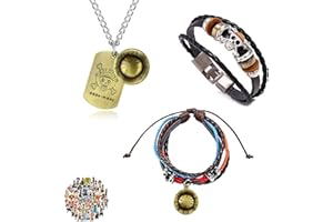 Zaky 13 pcs One P. Trafalgar Law Bracelet Luffy Skeleton Pendant Necklace Straw Hat Anime Men Sticker Set