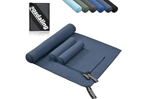 Fosdaling 3er Set Mikrofaser Handtuch: Groß 160×80cm & 2 Klein 80×40cm, Schnelltrocknend Microfaser Sporthandtuch, für Badetuch, Reisehandtuch, Fitness & Sport Handtücher und Strandtuch