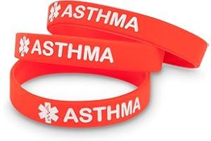 3 Pack - Asthma Asthmatic Medical Alert ID Silicone Wristband by Medicaband®