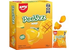 ‎AMOS AMOS Peelerz Fruchtgummis Süßigkeiten, Mango Weihnachten Süßigkeiten Geschenke Bonbons Candy, 3D Hergestellt Mit Echtem Fruchtsaft Sweets Süßes Christmas - Packung 240 g