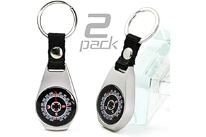ARTSPER Keychain Pocket Military Magnetic Compass | 2 Pack Key Ring Compass | Waterproof/Shockproof | Mini Metal Keychain Compass | Survival Gear Compass for Kids Hiking, Camping, Motoring, Outdoor Activities